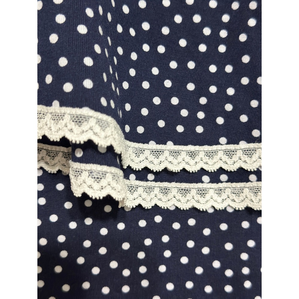 Hanna Andersson Polka Dot Top Kids Navy Blue Lace‎ Ruffle Nautical 160/14 - Picture 3 of 6